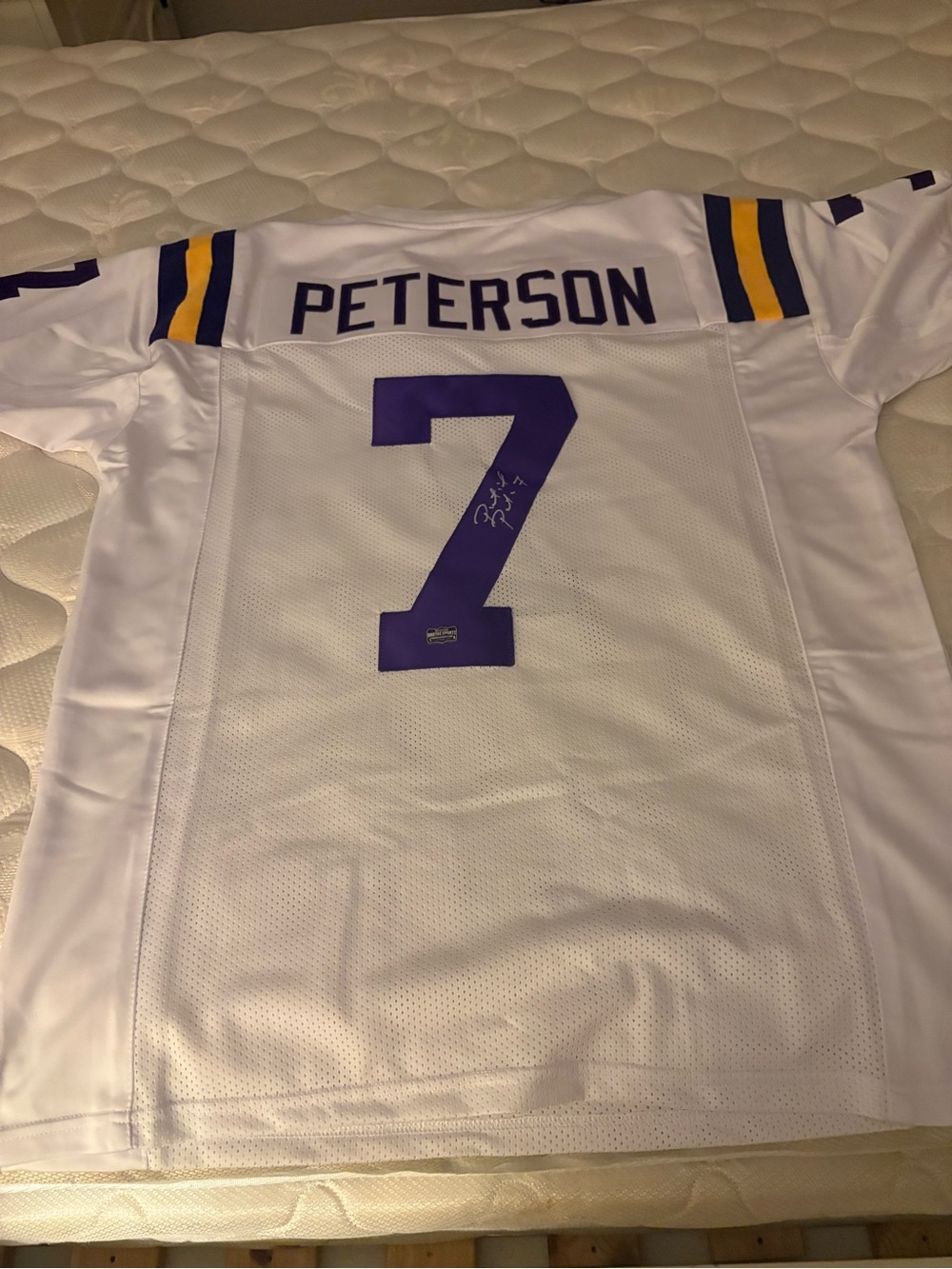 Signed Peterson #7 White Football Jersey